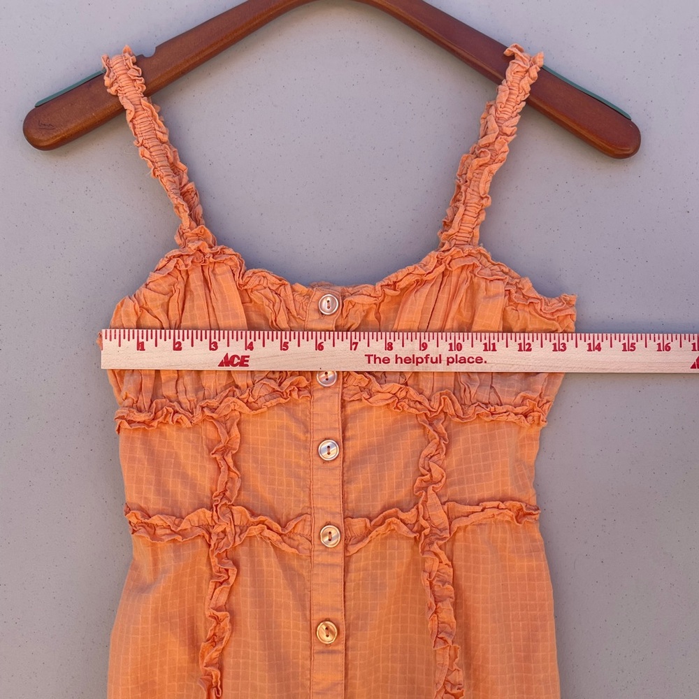 UO London Orange Ruffle Detail Button-Down Mini Dress Size XS - Picture 7 of 11
